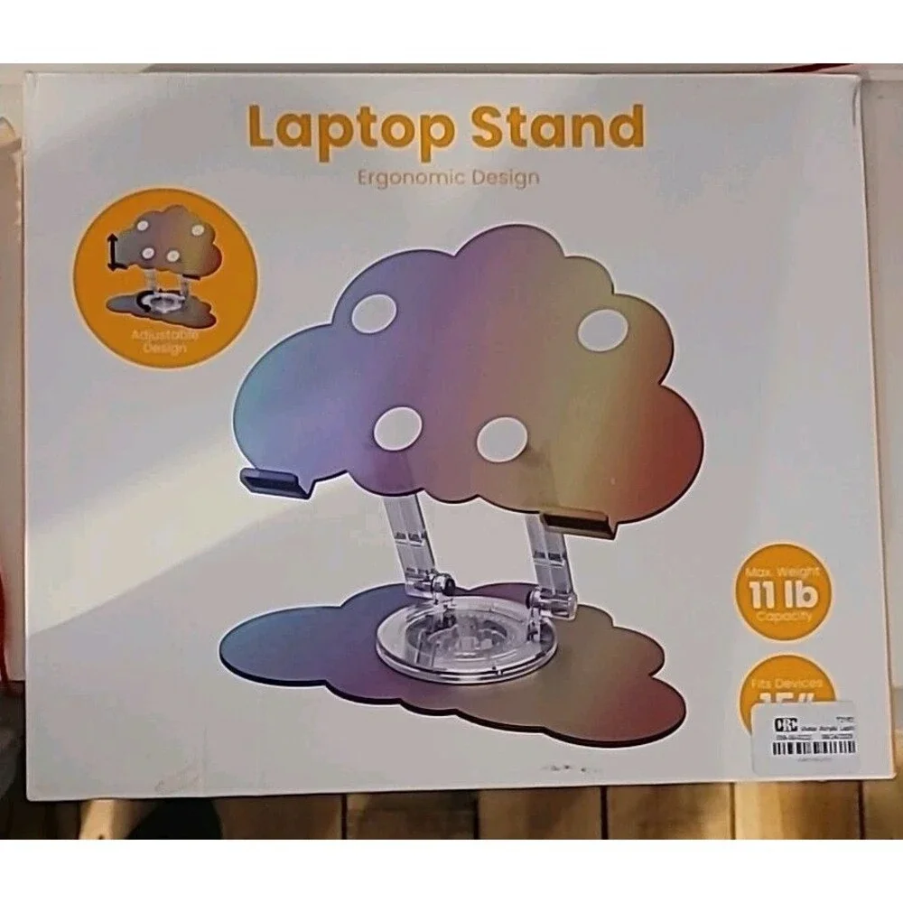 Iridescent Acrylic Cloud Laptop Stand – Adjustable Desktop Holder – Open Box